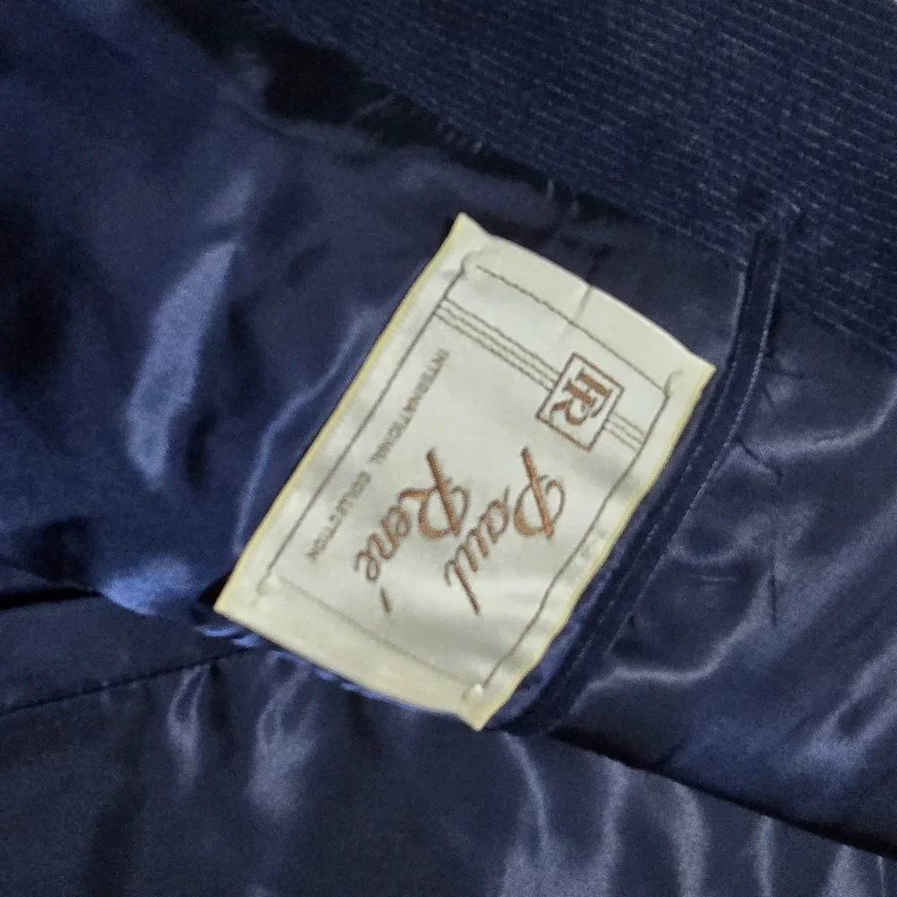 Paul Rene Suit Mens 46R 41x29 Navy Pinstripe 2-Piece Blazer Set vintage